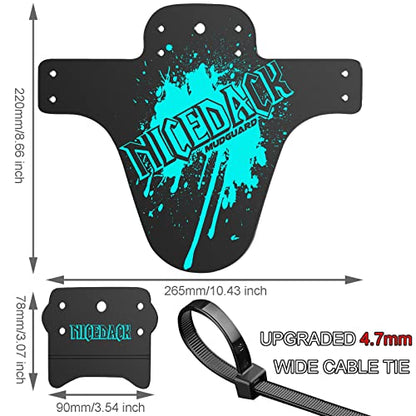 Mountain Bike Fenders, Fits 20-29 Inch MTB, 2-Piece Set - color: Cyan