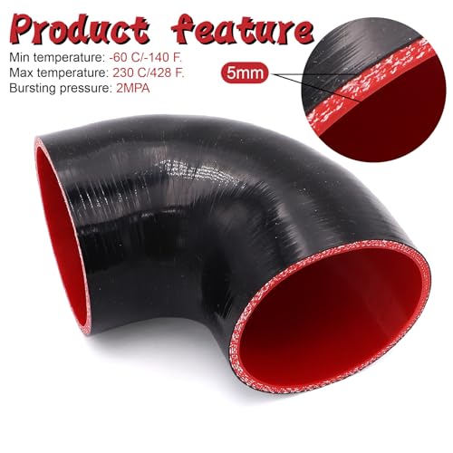 90 Degree Elbow 4 inch Silicone Coupler Intercooler Hose 4-Ply - size: ID 4"