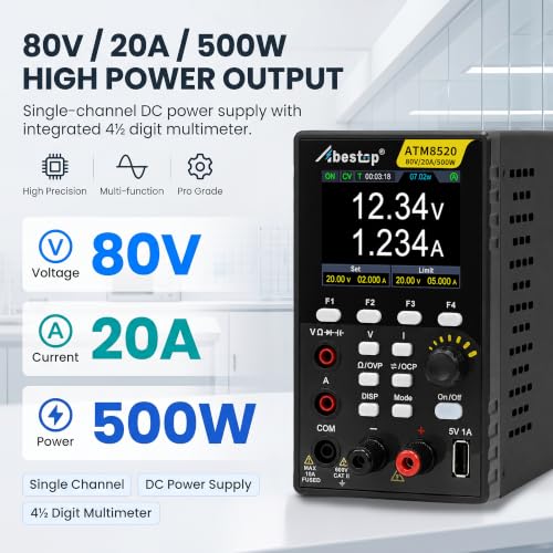 DC Power Supply Variable, 80V 20A 500W Programmable Power Supply Multimeter - size: ATM8520/80V/20A/500W