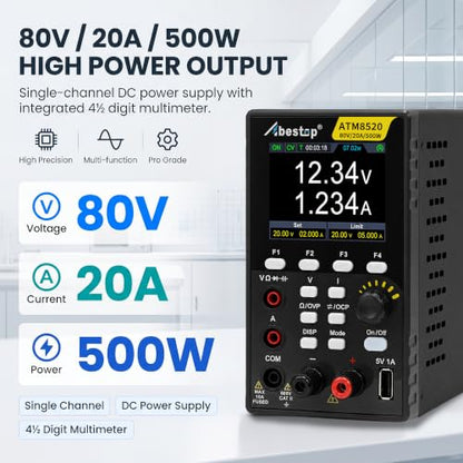 DC Power Supply Variable, 80V 20A 500W Programmable Power Supply Multimeter - size: ATM8520/80V/20A/500W
