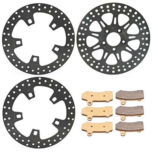 TOFR 11.8" Front Rear Brake Rotors with Pads for Harley Touring 2014-2023 - color: Black