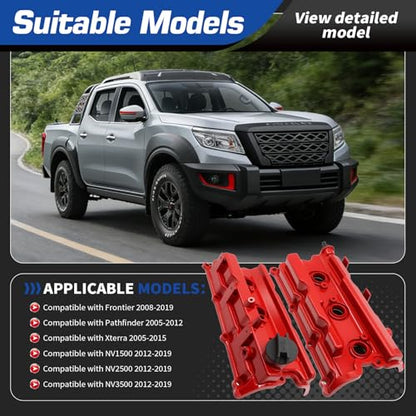 Aluminum Valve Cover Compatible with Pathfinder Frontier NV 4.0L 2005-2019 - color: Red
