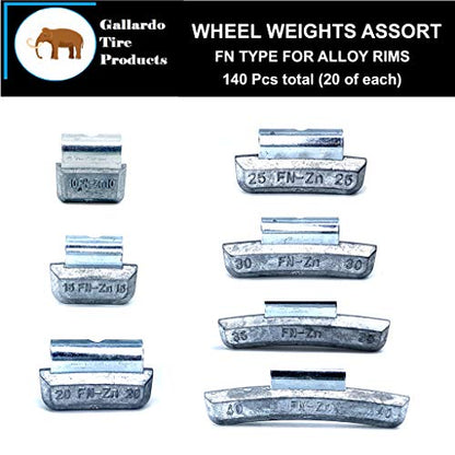 Gallardo Tire Products Wheel Weights FN Type 140 Pcs (140 Pieces FN Type) - size: 140 Pcs FN Type (10,15,20,25,30,35,40 Gr. 20 each