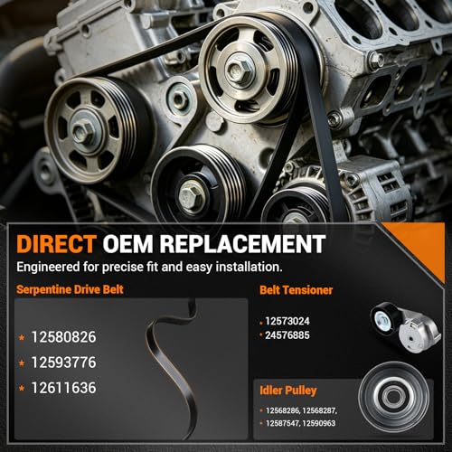 Tecoom Serpentine Drive Belt Tensioner Idler Pulley Assembly Kit Compatible with Chevrolet Colorado Gmc Canyon 2004-2012, Hummer H3 H3t 06-10, Isuzu I-280 I-350 2006 I-290 I-370 07 08, 90K38178A - size: 90K-38178A