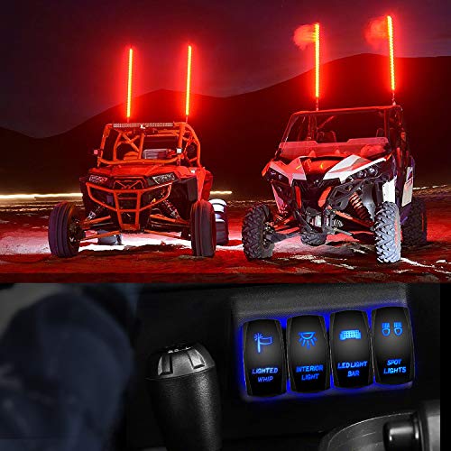 Nilight 90007B Lighted Whip Rocker Switch LED Light Bar 5Pin Laser On/Off LED Light 20A/12V 10A/24V Switch jumper wires set for Jeep Boat Trucks,2 years Warranty , Blue - color: Blue, size: LIGHTED WHIP