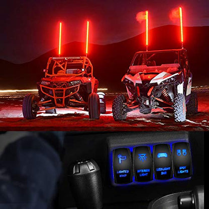 Nilight 90007B Lighted Whip Rocker Switch LED Light Bar 5Pin Laser On/Off LED Light 20A/12V 10A/24V Switch jumper wires set for Jeep Boat Trucks,2 years Warranty , Blue - color: Blue, size: LIGHTED WHIP