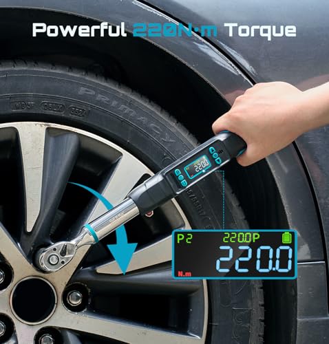 Seesii 3/8" Digital Torque Wrench, 0-162 ft-lb/0-220 N·m, ±2% Accuracy