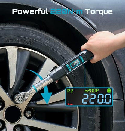 Seesii 3/8" Digital Torque Wrench, 0-162 ft-lb/0-220 N·m, ±2% Accuracy