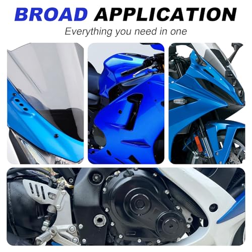 Motorcycle Fairing Bolt Kit 210Pcs, 304 Stainless Steel M5 M6 Black