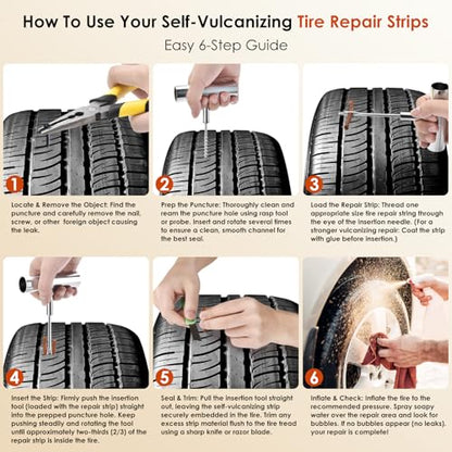 Tire Plugs, Vulcanizing Tire Patches Fix a Flat Tire, Standard Heavy Duty Tire Plug, Repair Tubeless Off-Road Tires for Car, RV, SUV, Truck, Motorcycle, Tractor, Mower, Wheelbarrow [Multi-Size: 40Pcs]