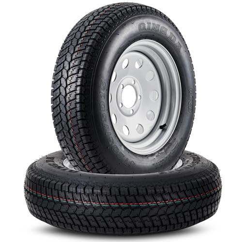 GarveeTech 2PCS ST205/75D15 Trailer Tire with 8 Inch Rims, 2 Pack ST205 75D15 Tires 5 Lug on 4.5 Inch, Center Bore 3.3", 6PR, Muti Function Lawn Mower & Tractor Turf & Boat Tire - size: ST205/75D15, style: 5 lug