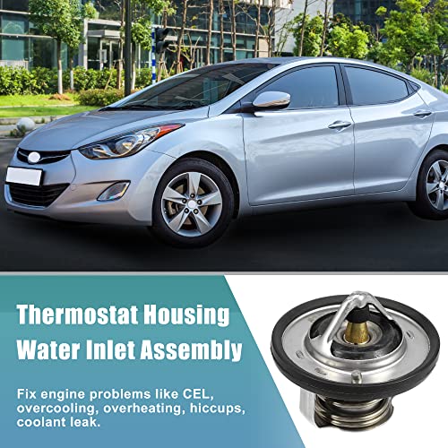 X AUTOHAUX 21200-ED000 25500-2A050 Engine Coolant Thermostat Housing Assembly for Hyundai Accent Kona Elantra Veloster Tucson Sonata for Kia Rio Soul Optima