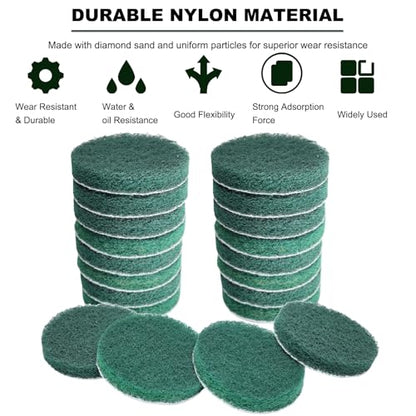 20 PCS 4 Inch 240 Grit Hoop and Loop Scrubber Scouring Pads Drill Scuffing Disc Flocking Scuff Pads, Conditioning Discs Polishing Pads for Furniture Automotive Cleaning, Rust Removal - style: 240 Grit-Green