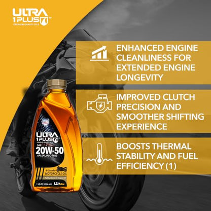 4T 20W-50 Full Synthetic Motorcycle Oil JASO MA2 API SN 1 Quart - size: 1 Quart