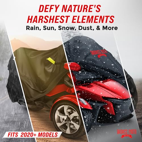 Badass Moto Waterproof for Can-Am Spyder RT Limited Cover 2020-2026, Black - color: Badass Black, size: [SPYDER RT 2020+] 112"L x 62"W x 57"H