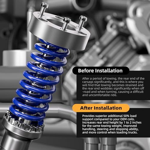 2Pcs Suspension Coil Spring Set Compatible Ford Performance Lowering Kit Front by 1.5-Inches and Rear by 2.5-Inches for 15-20 F-150 Super Cab, SuperCrew,Excluding Raptor