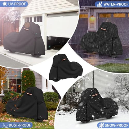 STARTWO Motorcycle Covers with Side Box Waterproof Outdoor for Harley Davidson Touring Models Road King,Road Glide,CVO Street Glide,Low Rider-ST,Electra Glide, and Most Motorcycles 108"x43"x55" Black - size: Side Box