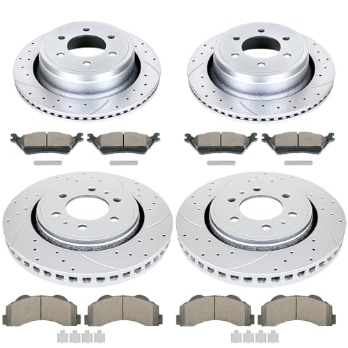 Acinoparts Front & Rear Drilled & Slotted Brake Rotors Ceramic Brake Pads - size: HMBK20402