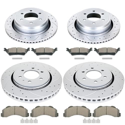 Acinoparts Front & Rear Drilled & Slotted Brake Rotors Ceramic Brake Pads - size: HMBK20402