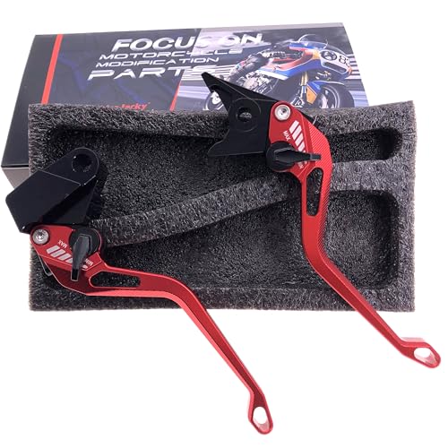 Compatible for Long 5D Rhombus Hollow CNC Billet Adjustable Motorcycle Brake Clutch Levers Kawasaki Ninja 650 2017-2026,Ninja ZX-4R ZX-4RR 2023-2025, Z 900 2017-2024,Z 650 17-2026 - color: Red Lever with Black Adjuster