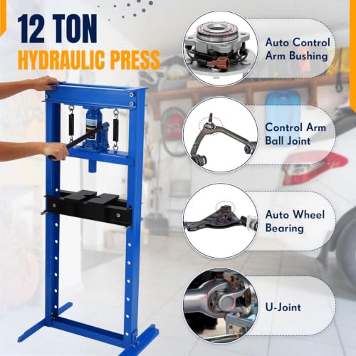 12T Hydraulic Press, Heavy-Duty h-Frame Garage Floor Hydraulic Shop Press - color: Blue