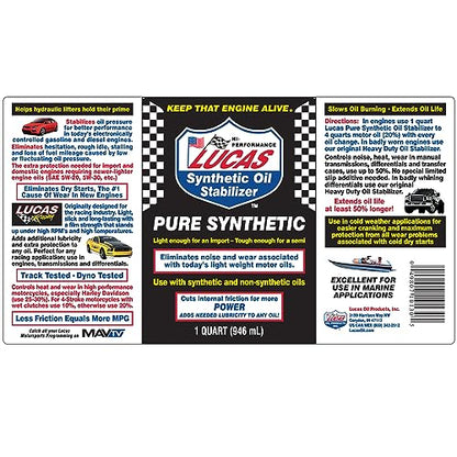 Lucas Oil 10130 Pure Synthetic Oil Stabilizer - 1 Quart (Pack of 2) - size: 1 Quart (Pack of 2), style: 1 Pack