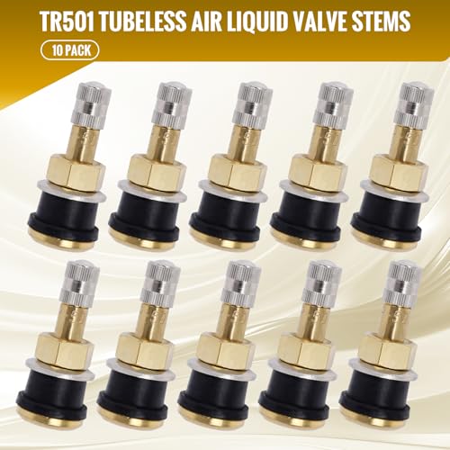 10 Piece TR501 Brass Valve Stems for Commercial Vehicles. Fits 0.748" Valve Hole Dia, Length 1.65'', Brass Colour - size: TR501 10pcs