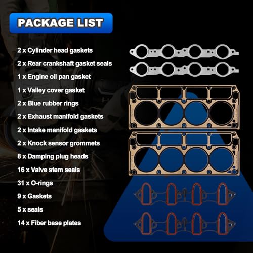 5.3 4.8 MLS Full Cylinder Head Engine Gasket Kit Compatible with 2002-2011 Chevy Silverado Tahoe Avalanche Express Suburban, GMC Sierra Savana Yukon, Buick Escalade 4.8L 5.3L V8