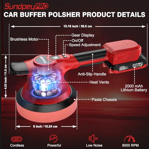 6-Inch Brushless Cordless Car Buffer Polisher Kit for Detailing