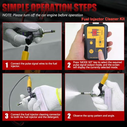 Fuel Injector Cleaning Tester Kit, 8 Pulse Modes, 4 Wire Dual Channel, Fual System Cleaner Tool with 8 Cleaning Adapters