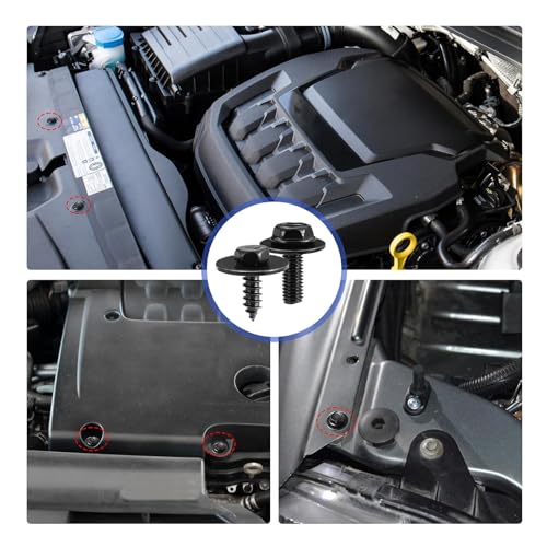 100 PCS Car Body Fasteners Assortment Kit, Bumper Fender Splash Guard Screws Bolts U-Nuts, Universal for Most Cars, Trucks, SUVs (Black)