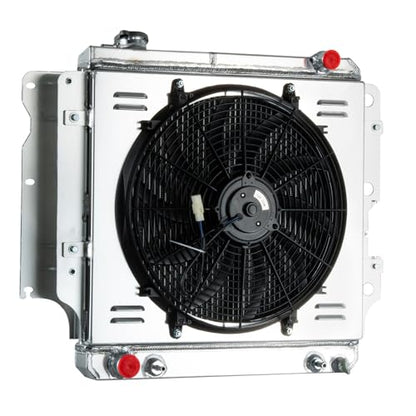 Radiator Shroud 16" Fans for Jeep Wrangler TJ YJ 1987-06 2.4L/2.5L L4 4.0L/4.2L L6 GAS Aluminum Radiators 87 1988 1989 1991 1990 1995 2000 2001 2003 2005 2006 3 Row Core Aluminum Radiator