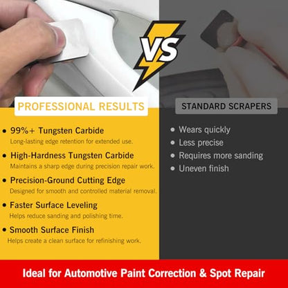 Automotive Paint Nib File, Tungsten Carbide Paint Repair Scraper for Touch Up Paint, Denibbing Tool for Paint Runs, Dust Nibs, Spot & Clear Coat Repair