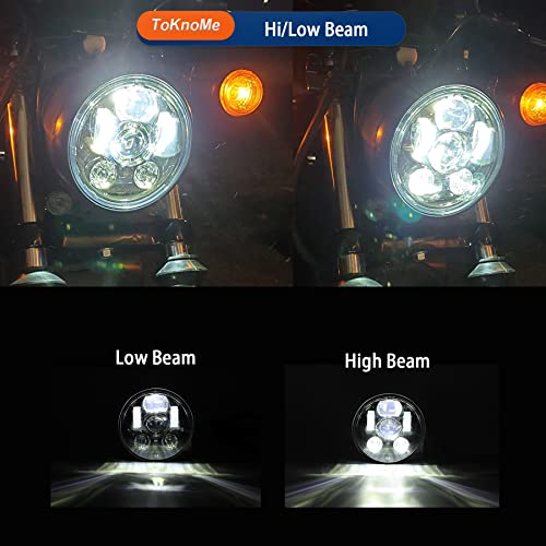 5-3/4 5.75 inch Headlight LED Compatible with Harley Davidson Dyna Sportster Iron 883 1200 Low Rider XLH883 Super Glide Softail Custom XLH1200 Forty-Eight SuperLow Street 500 750(Chrome) - color: Chrome