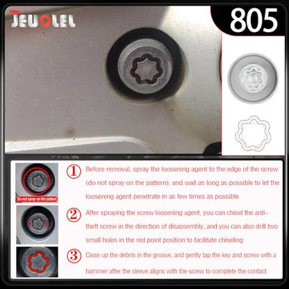 805 Wheel Locking Nut Key for Jeep, ID 29mm Lug Removal Tool - size: 805
