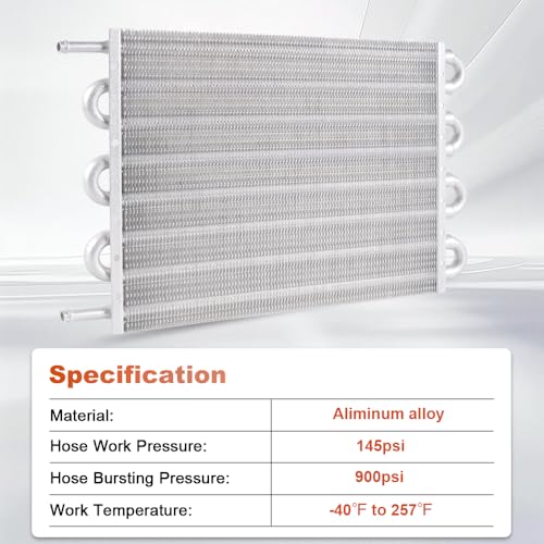 BARTOO Universal 5/16" Transmission Oil Cooler Kit, Aluminium alloy 8 Pass Tube and Fin Oil Cooler Kit (Sliver) - color: Sliver, size: 8 Pass