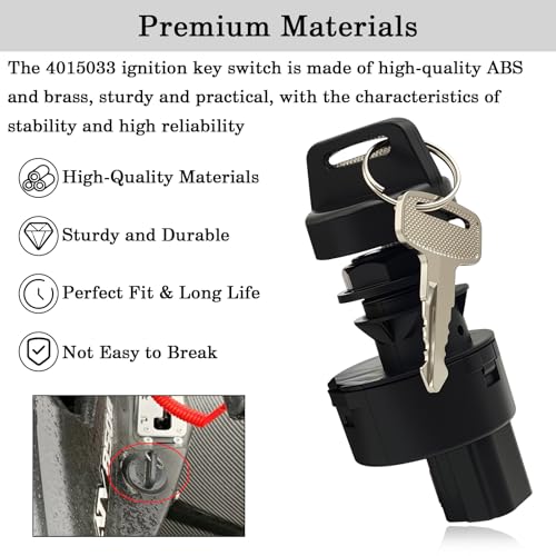 4015033 Ignition Key Switch, 3 Position 4 pins for Polaris Sportsman 450 850 1000XP Ranger 1000 1000XP Scrambler 850 - size: 4015033