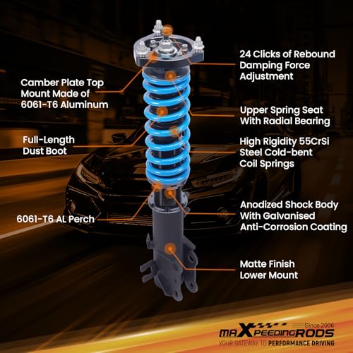 maXpeedingrods Coilover for Mazda CX-5 FWD/AWD 2013-2016, 24 Levels Damper Adjustable Coilovers Suspension Kit, Height Adjustable Shock Absorber Struts, T6 Upgraded Lowering Kits Blue
