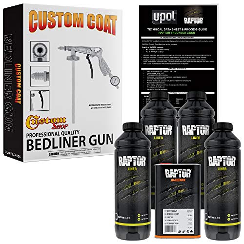 Custom Shop U-Pol Raptor Black Urethane Spray-On Truck Bed Liner Kit, 1 gal - color: Black, size: 4 Quart Kit