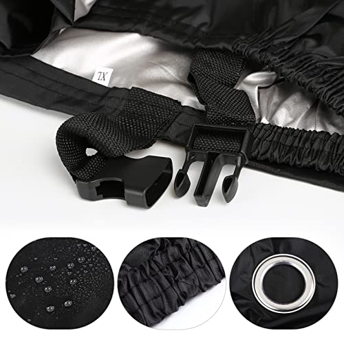 LIHAO Waterproof Motorcycle Cover 190T, Outdoor Bike Cover, Black