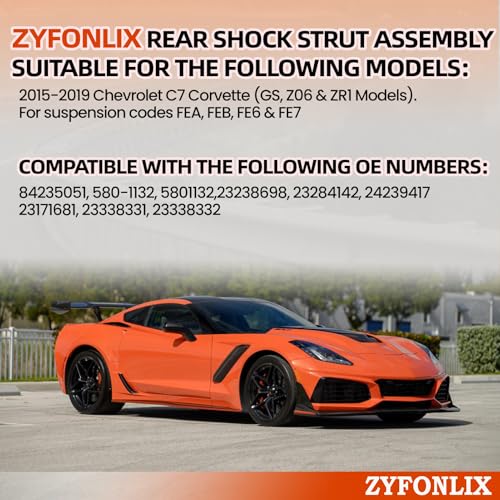 Rear Shock Strut Assembly Compatible with 2015-2019 Chevrolet C7 Corvette GS Z06 ZR1 For suspension codes FEA FEB FE6 FE7 Shock Absorber OEM 84235051, 580-1132, 23238698