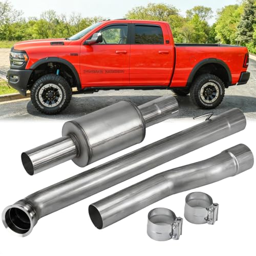 Stainless Steel Exhaust Pipe Kit + Flexpipe-Back + Muffler for 2019-2025 Dodge Ram 2500/3500 Cummins 6.7L 4" Powerstroke Diesel - size: for 2019-2025 Ram 3500 2500