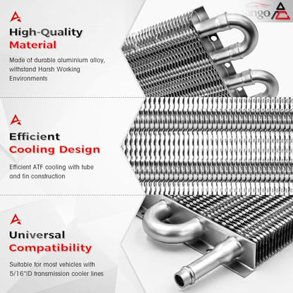 8 Pass Ultra-Cool Tube and Fin Transmission Cooler - color: Silver, size: 8-pass