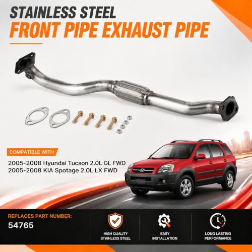 Flex Exhaust Pipe for 05-08 Hyundai Tucson Kia Sportage 2.0L FWD KS01F - size: Kia Sportage/Hyundai Tucson