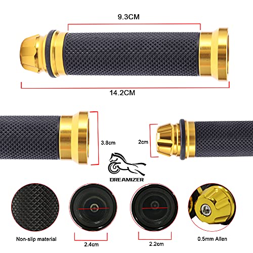 DREAMIZER 7/8" 22mm Motorcycle Handle Grip Universal Dirt Pit Bike Motocross Rubber Gel Hand Grips Brake Hands - Gold - color: Gold
