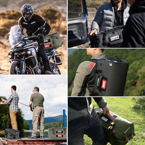OSAH DRYPAK Waterproof Motorcycle Tail Bag, 40L Waterproof Duffel Bag, Motorcycle Dry Bag, Multifunctional Luggage Bag with Shoulder Straps for Travel, Camping, Fishing - color: Olive green