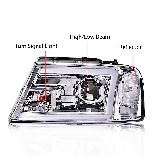 G-PLUS LED DRL Headlights Compatible with 2004-2008 Ford F150 - size: Fit Ford F150 2004-2008(Chrome)