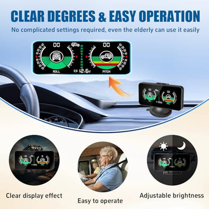 X50 Car Inclinometer for Off-Road, Digital Dashboard Slope Meter for SUV