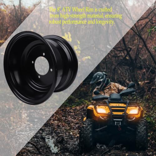 8 inch Front Wheel Rim Hub with 3 Holes Fits for 19x7.0-8 Tires Most ATV Go Kart Off-Road Dirt Pit Bike Quad Dirt Bikes (4 Holes 8" ATV Wheel Rim)