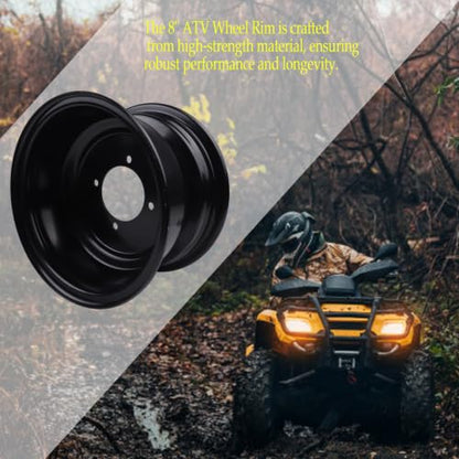 8 inch Front Wheel Rim Hub with 3 Holes Fits for 19x7.0-8 Tires Most ATV Go Kart Off-Road Dirt Pit Bike Quad Dirt Bikes (4 Holes 8" ATV Wheel Rim)